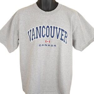 Vintage Vancouver Canada T Shirt Mens Size Large Gray Y2K Destination Travel